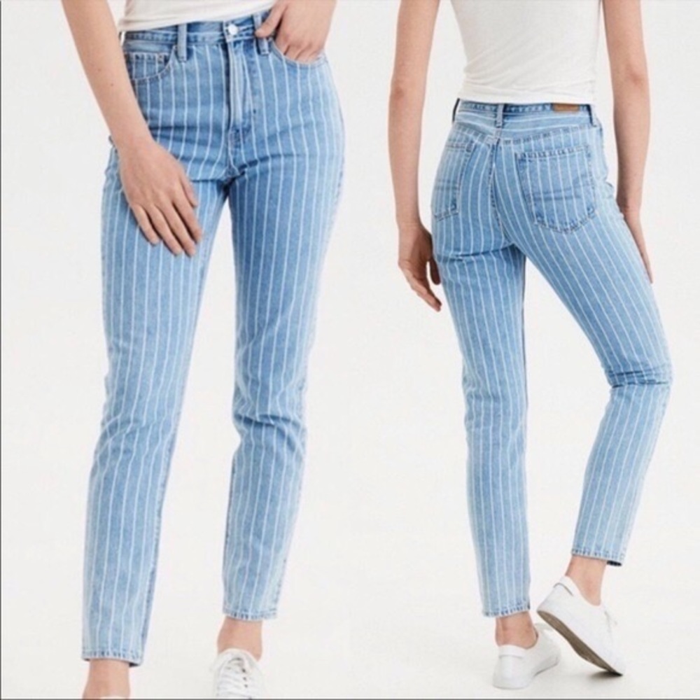 American Eagle Striped Mom Jean